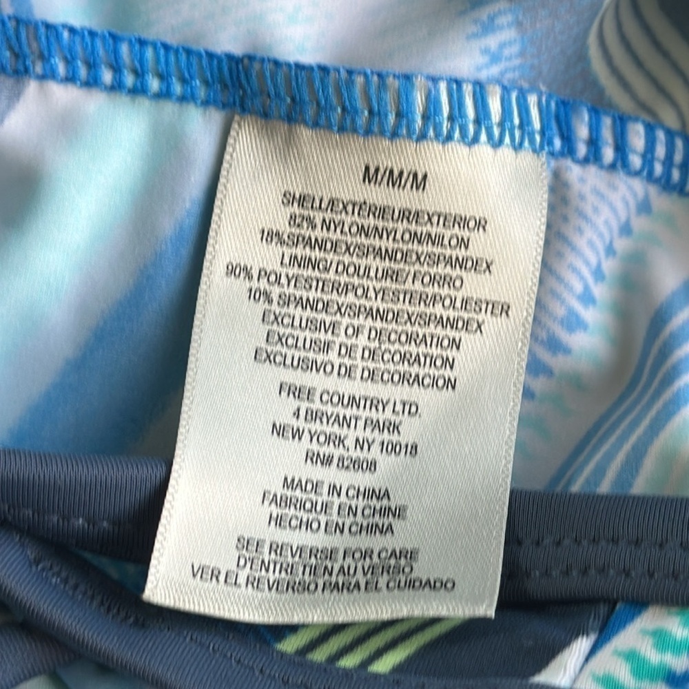NWT Free Country swim size Medium blue & green tankini top - Picture 7 of 9